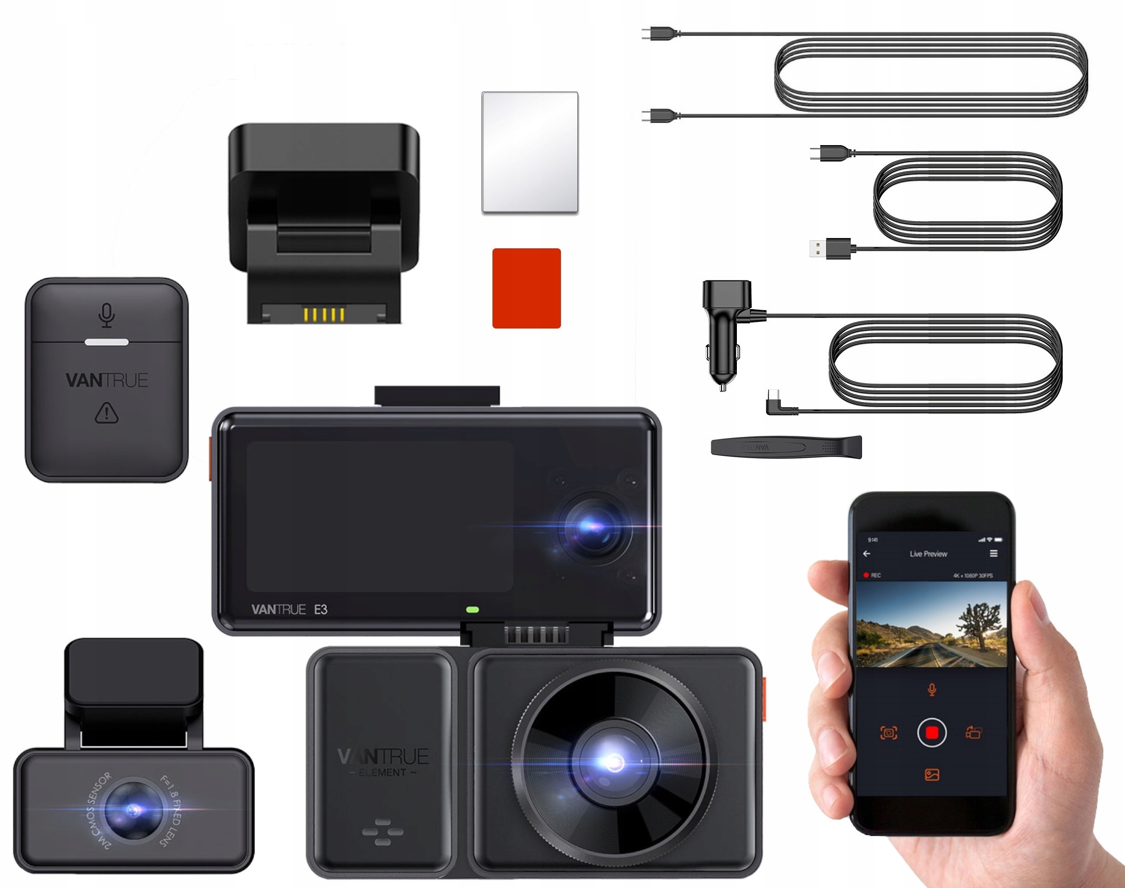 REJESTRATOR VANTRUE E3 3CH 1944p/FHD + ACC + KARTA VANTRUE 128GB EAN (GTIN) 5904209821242