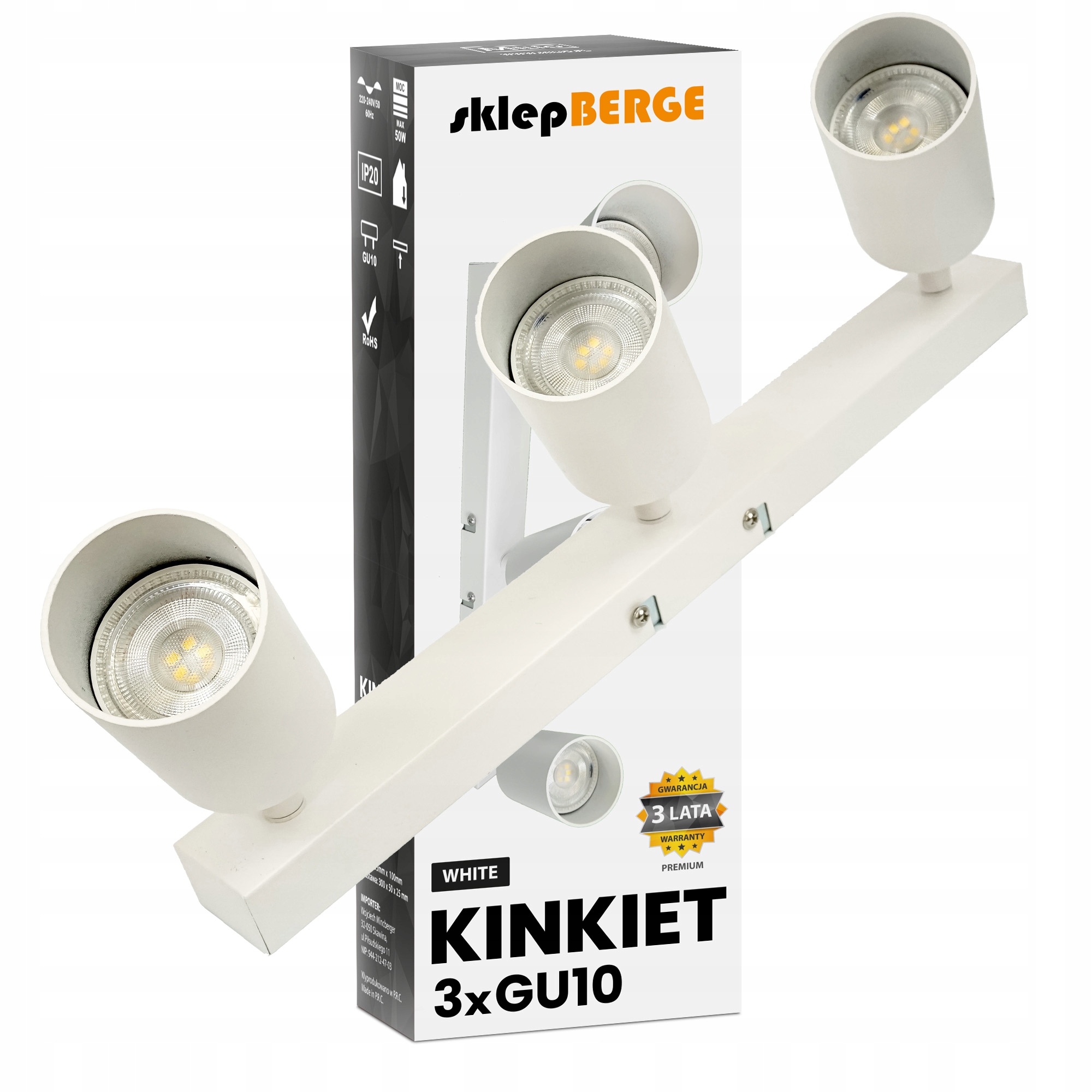 

Lampa sufitowa szyna oprawa halogenowa Led 3x GU10