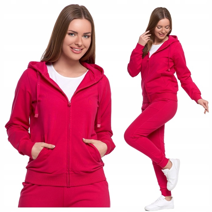 Bluza Damska Moraj Rozpinana Dresowa Gładka Z Kapturem Klasyczna M