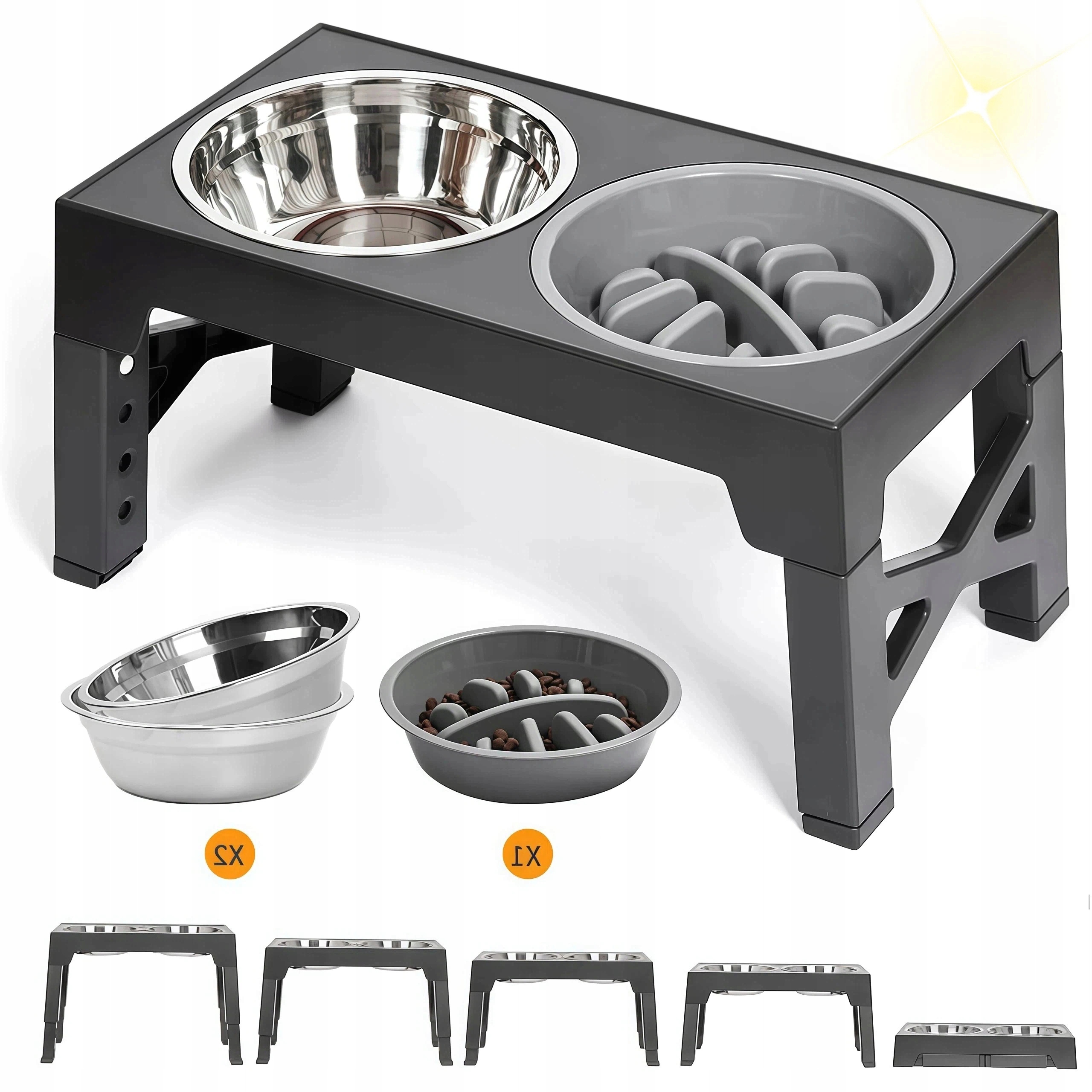 Levně Miska Pro Psa 2V1 – Kompletní Sada Se Zpomalovačem A Ocelovými Miskami