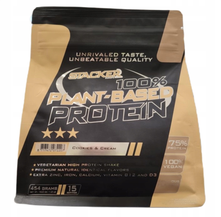 Levně Stacker2 Europe 100% Rostlinný Protein, Cookies & Cream 454 g