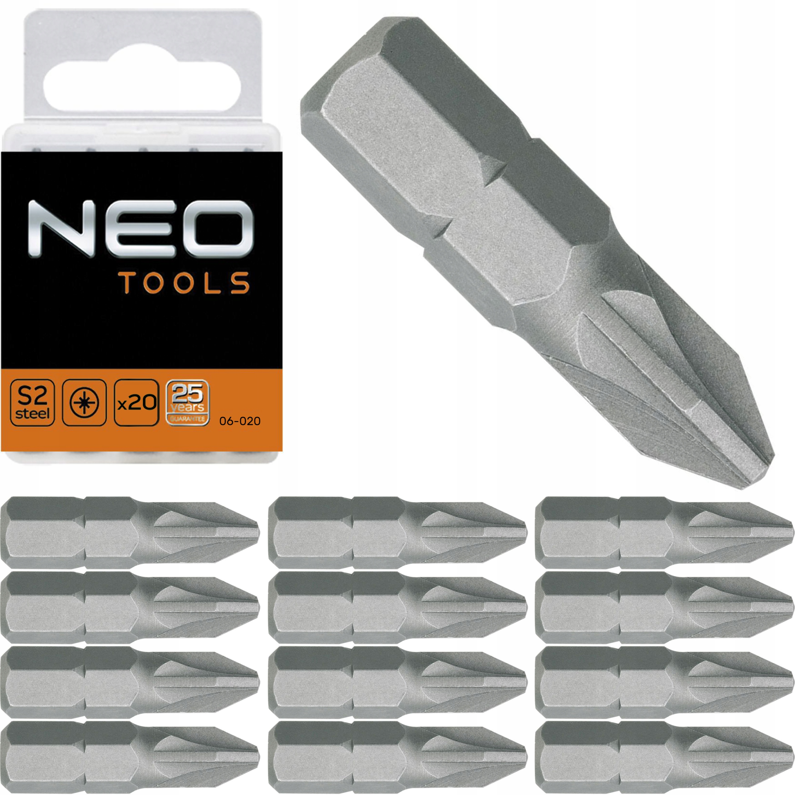 

Neo 06-020 Końcówki Wkrętakowe PZ2 X 25 MM, 20 Szt