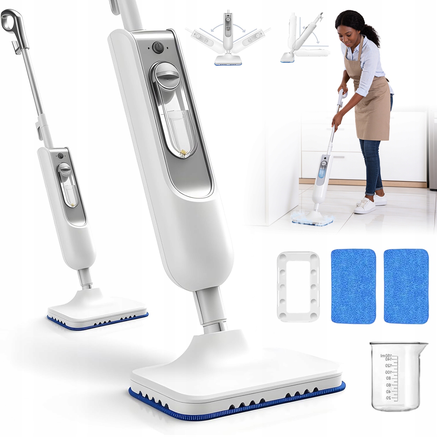 Parní Mop Na Podlahy 1500 W 110 C 2 Úrovně Páry 400 ML Rychlé Sušení