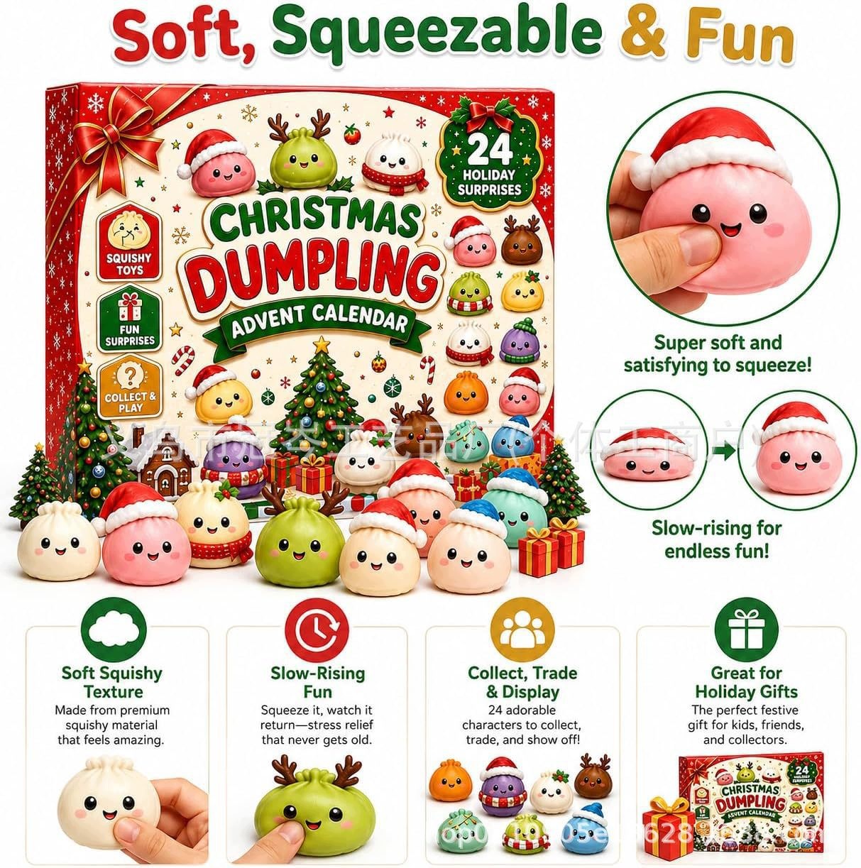 Адвент-календарь Mystery Dumpling, 24 ароматные мялки-пельмешки Squishy — фото 2