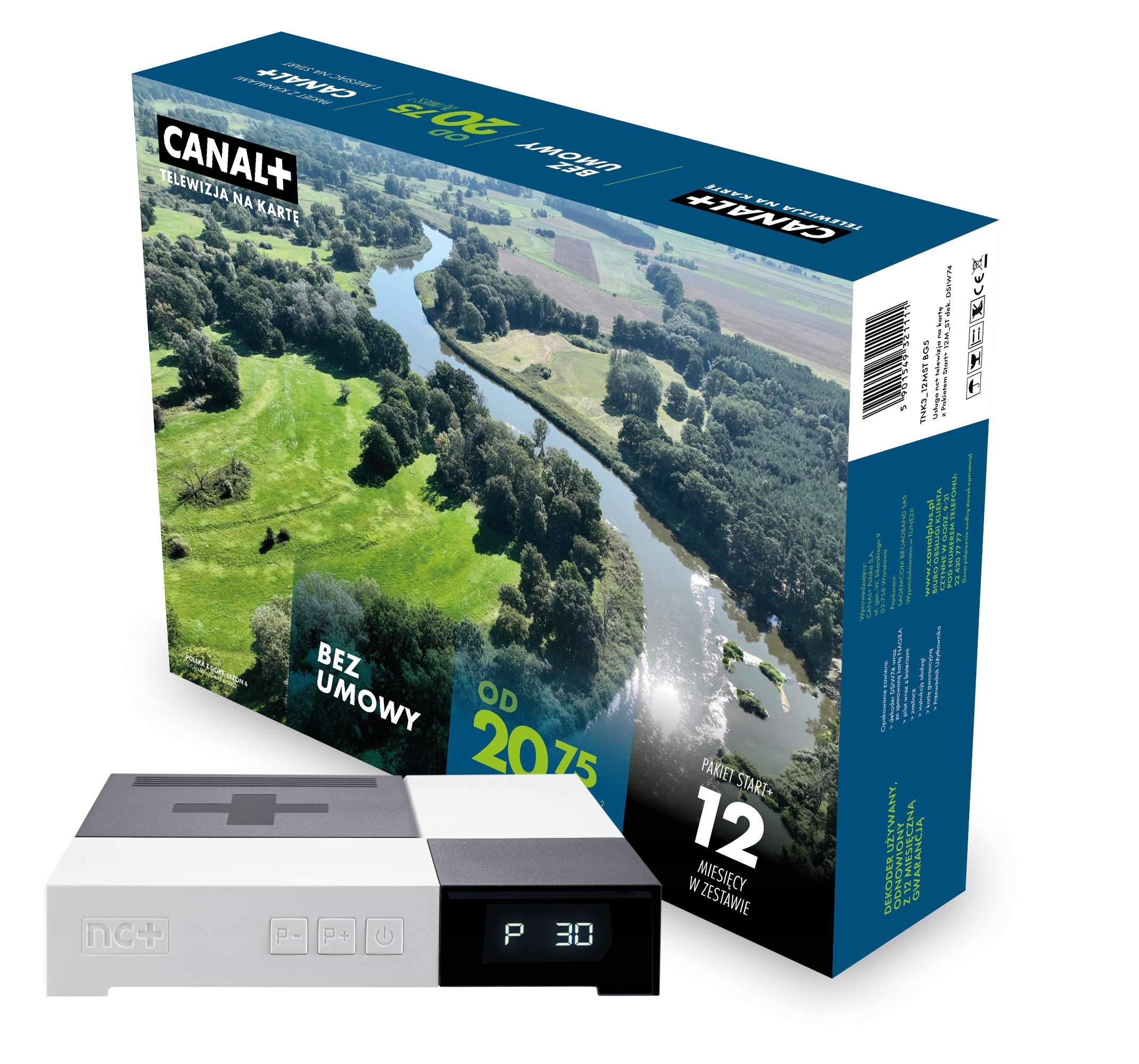 Dekoder satelitarny Tnk Nc+ na kartę Bez Umowy Start+ 12 miesięcy 1 Rok