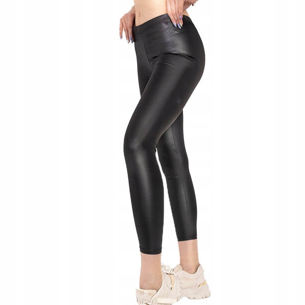 

0162 Black Czarne Legginsy Eko-skóra M/L - 39
