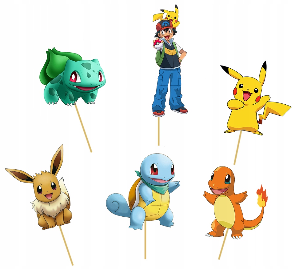 

Topper Pikery Pokemon Pikachu Dekoracja tort 6szt