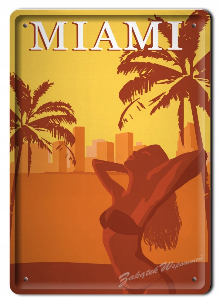 Miami Metalowy Szyld Plakat Obrazek Retro #04694