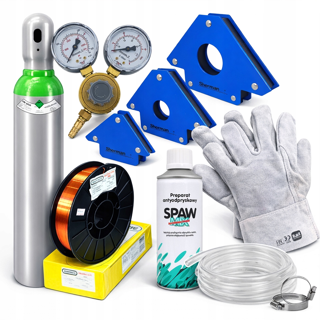 Zestaw Migomat butla co2 Migomat półautomat spawalniczy Rękawice Reduktor