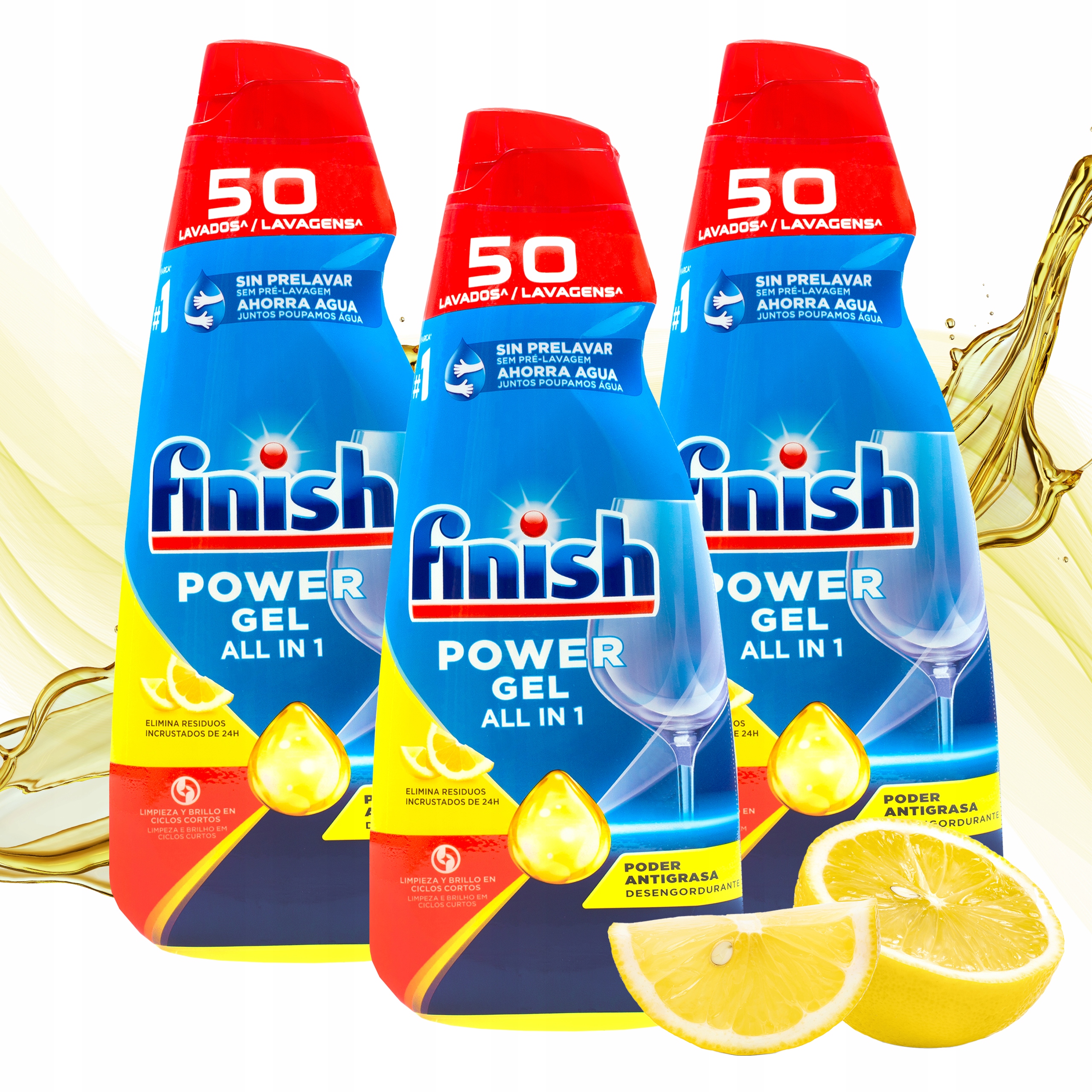 Levně 3x Finish Power Gel Max na mytí nádobí v myčce nádobí 1 litr citronové barvy