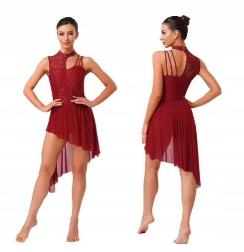 Sukienka Damska Do Tańca Do Baletu Body Strój Bordowy S Tutu 2638
