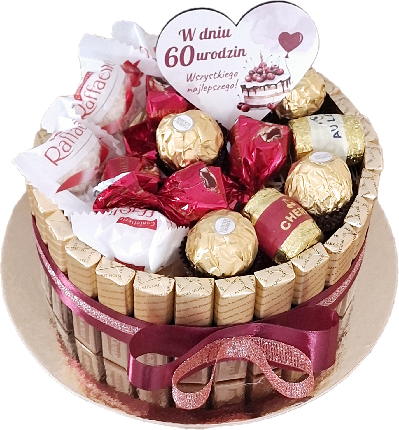 Tort Merci Zestaw Słodyczy Urodziny 18, 30, 40, 50, 60, 70, 80, 90