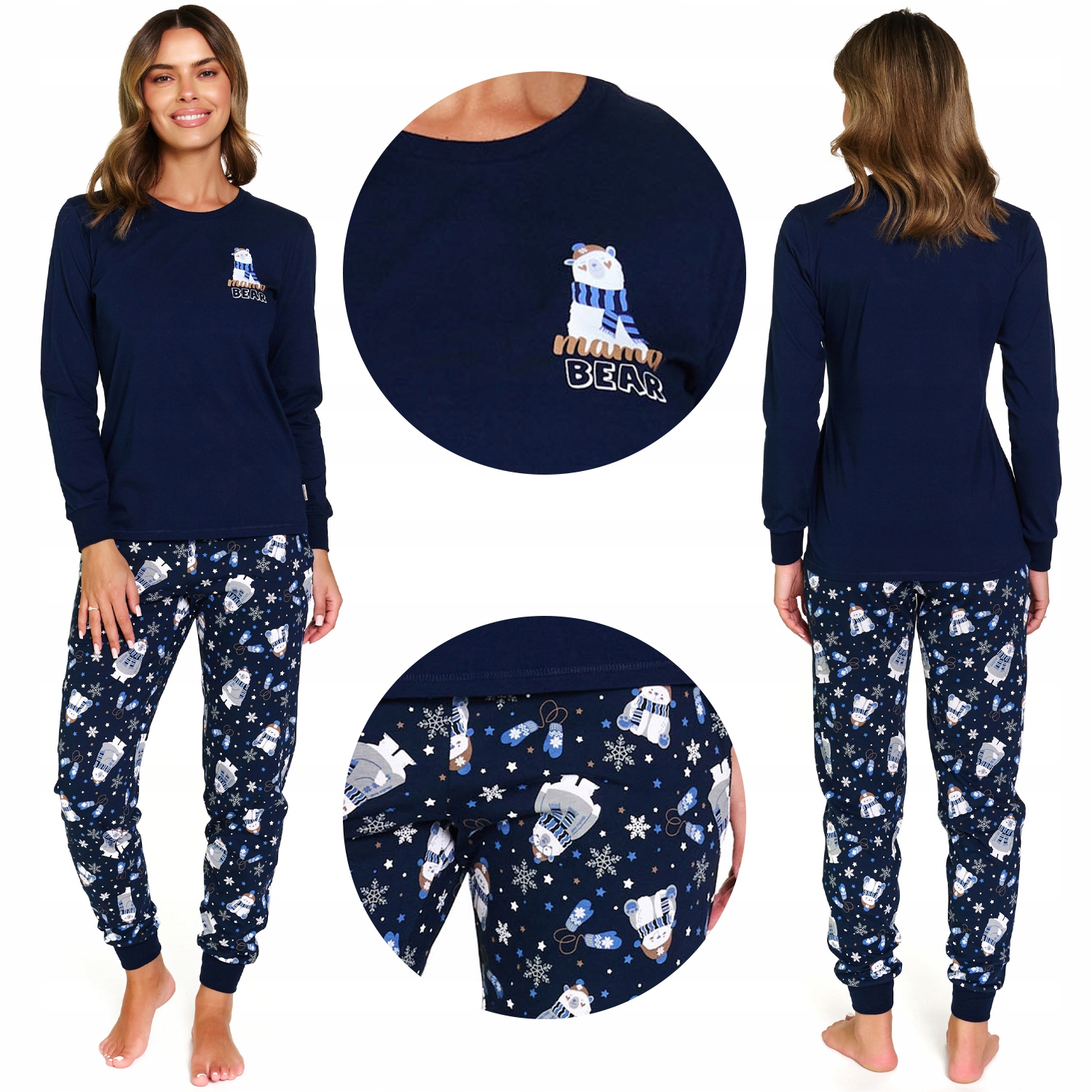 Doctor Nap PM.7337 cozy bear tmavě modrá bavlna medvídci dlouhá L Pyžamo