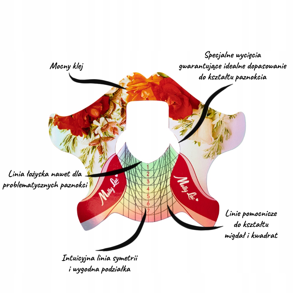 SZABLONY FORMY HOLO ŻEL AKRYLOŻEL AKRYL MIGDAŁ MOLLY LAC Liczba sztuk 500 szt.