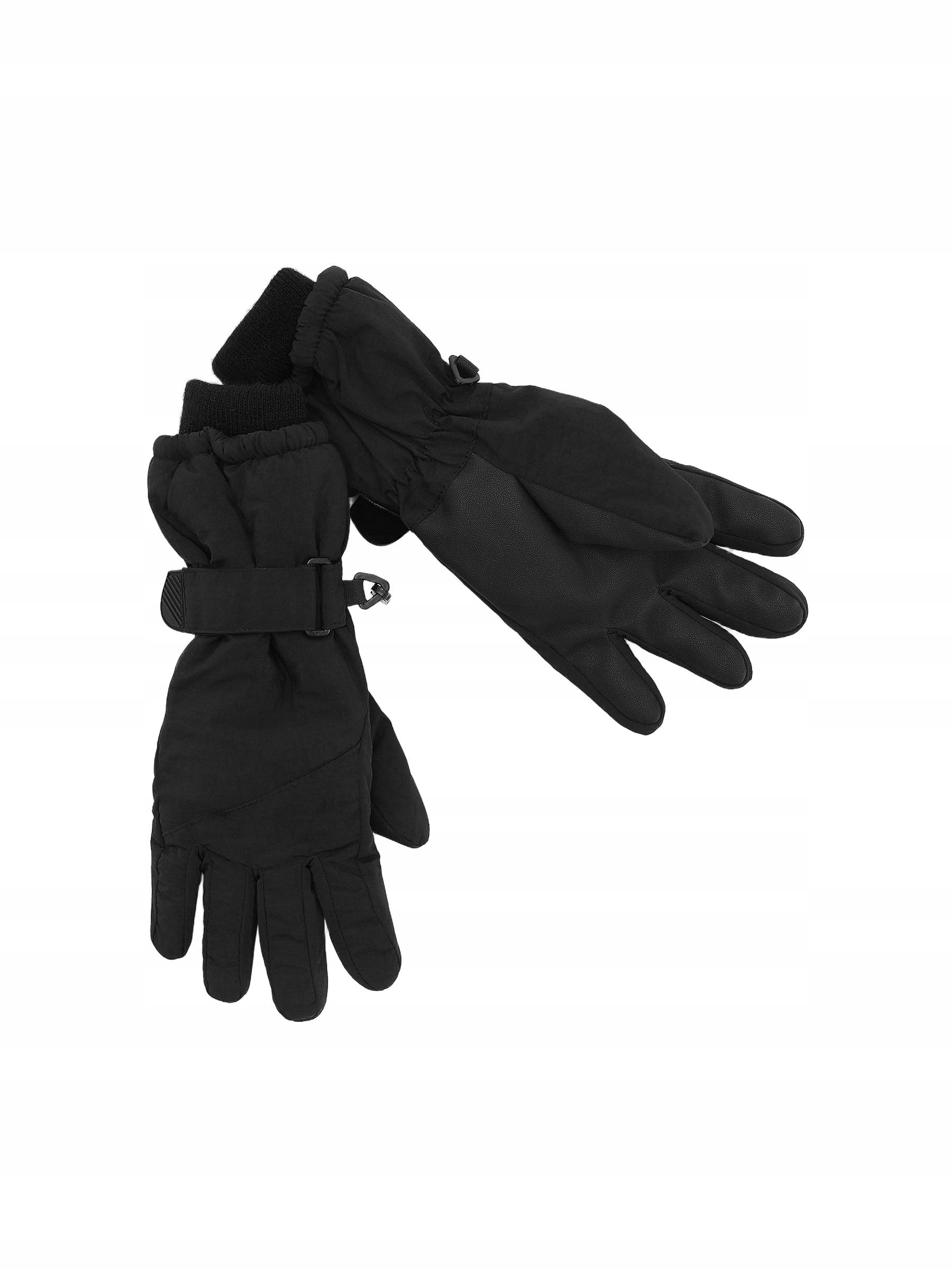 CZARNE OCIEPLANE RĘKAWICZKI Z REGULOWANYM ZAPIĘCIEM KLASYCZNE RESERVED 116