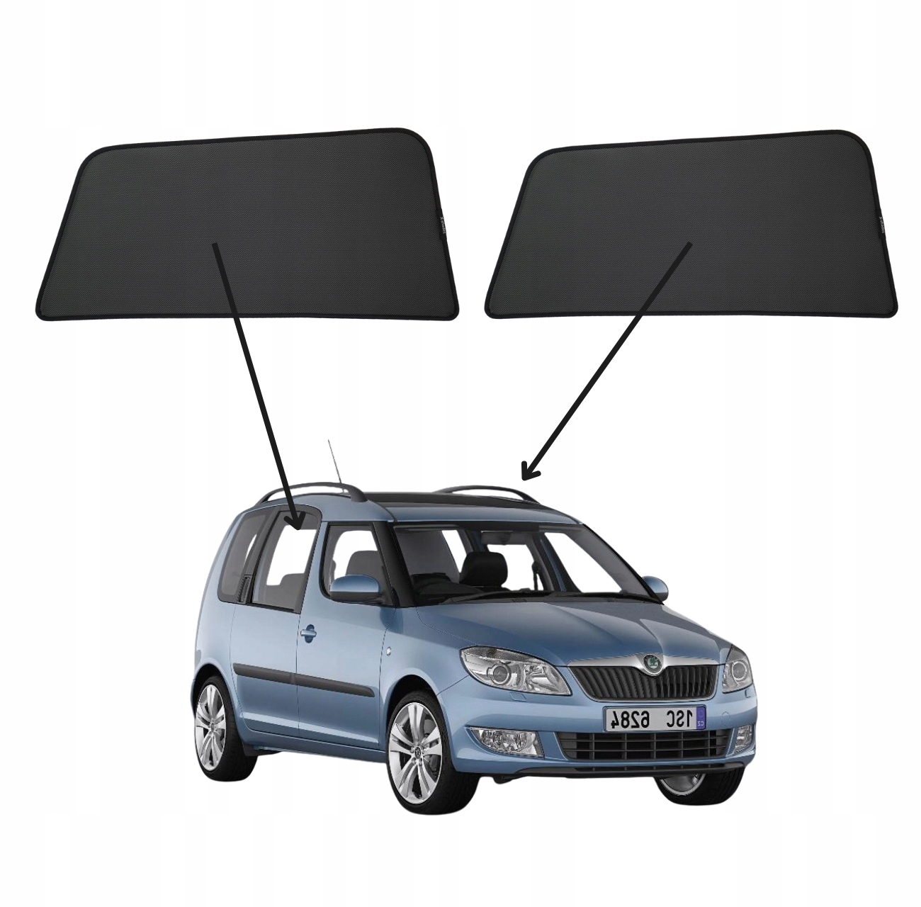 Protislnečné clony do Škoda Roomster, 2006-2015, magnety, sada 2ks