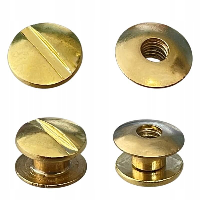Introligátorské kroucené nýty 2 mm Hlavička 10 mm Nožička 5 mm Zlatá 100 ks