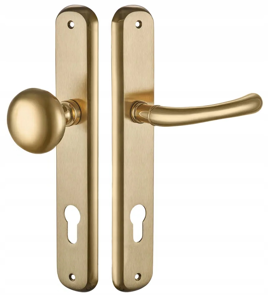 Talianska pevná gombíková kľučka Gaja mosadz, zlatý lesk 72 mm, pravá vložka