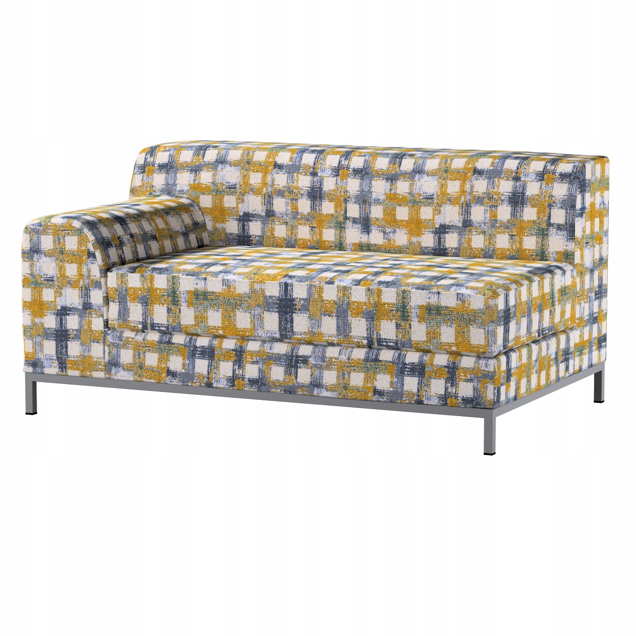 Potah na dvoumístnou levostrannou pohovku Kramfors Ikea modro-žlutá mřížka