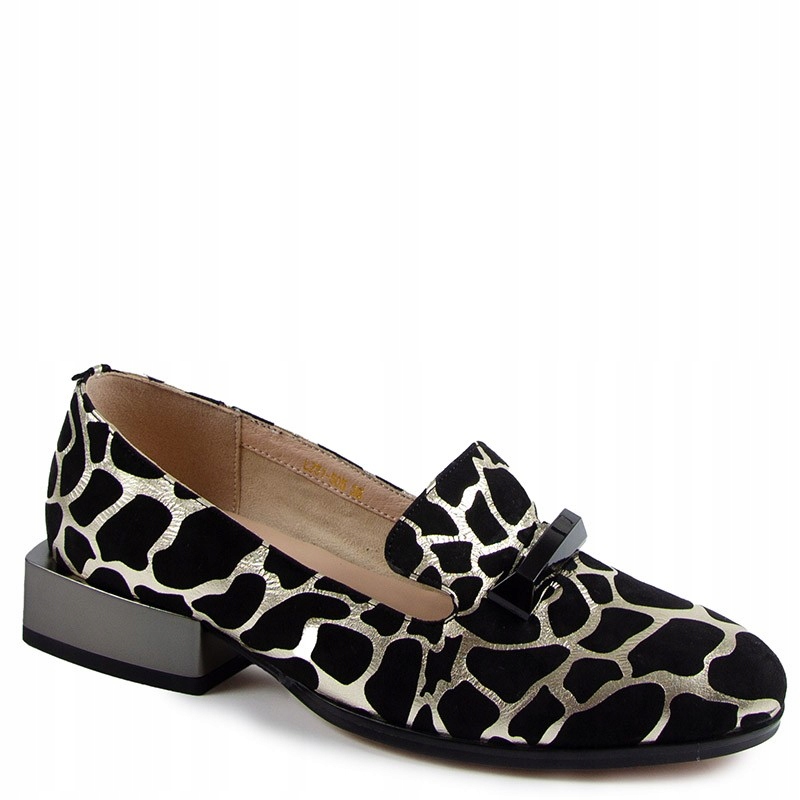 S.barski LZ51-505 Kožené Mokasíny Černo Zlaté 37