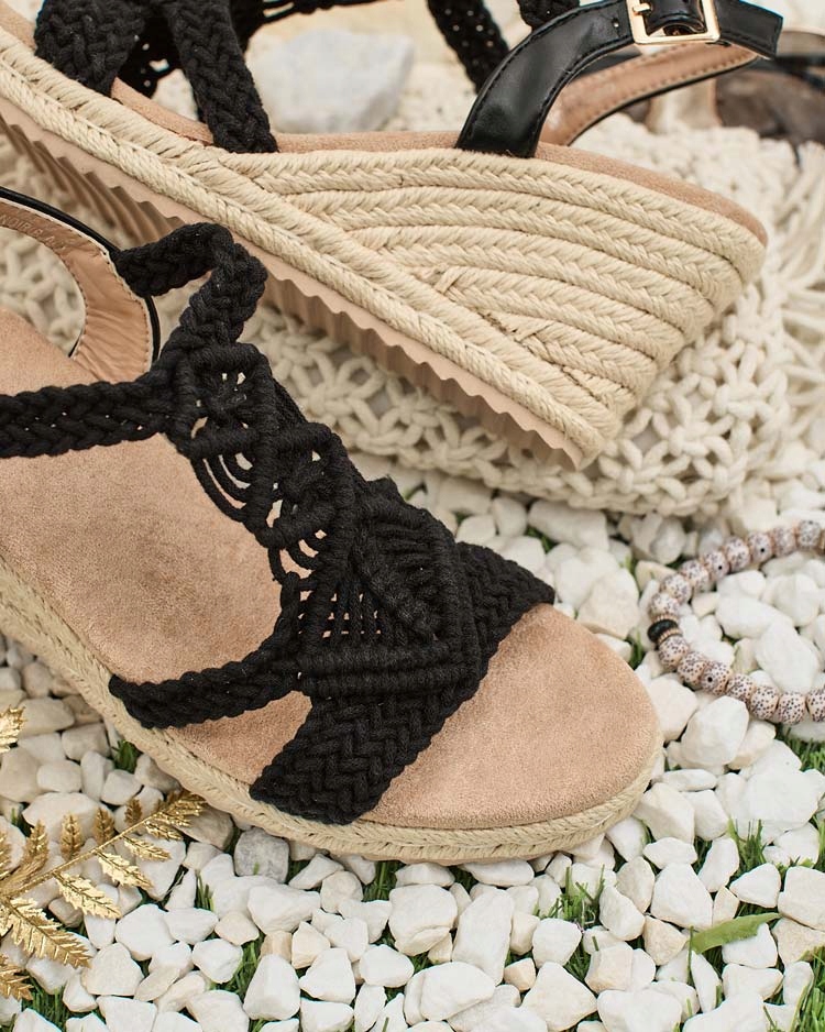 CZARNE SANDAŁKI NA KOTURNIE DAMSKIE OVIA 38 Płeć kobieta