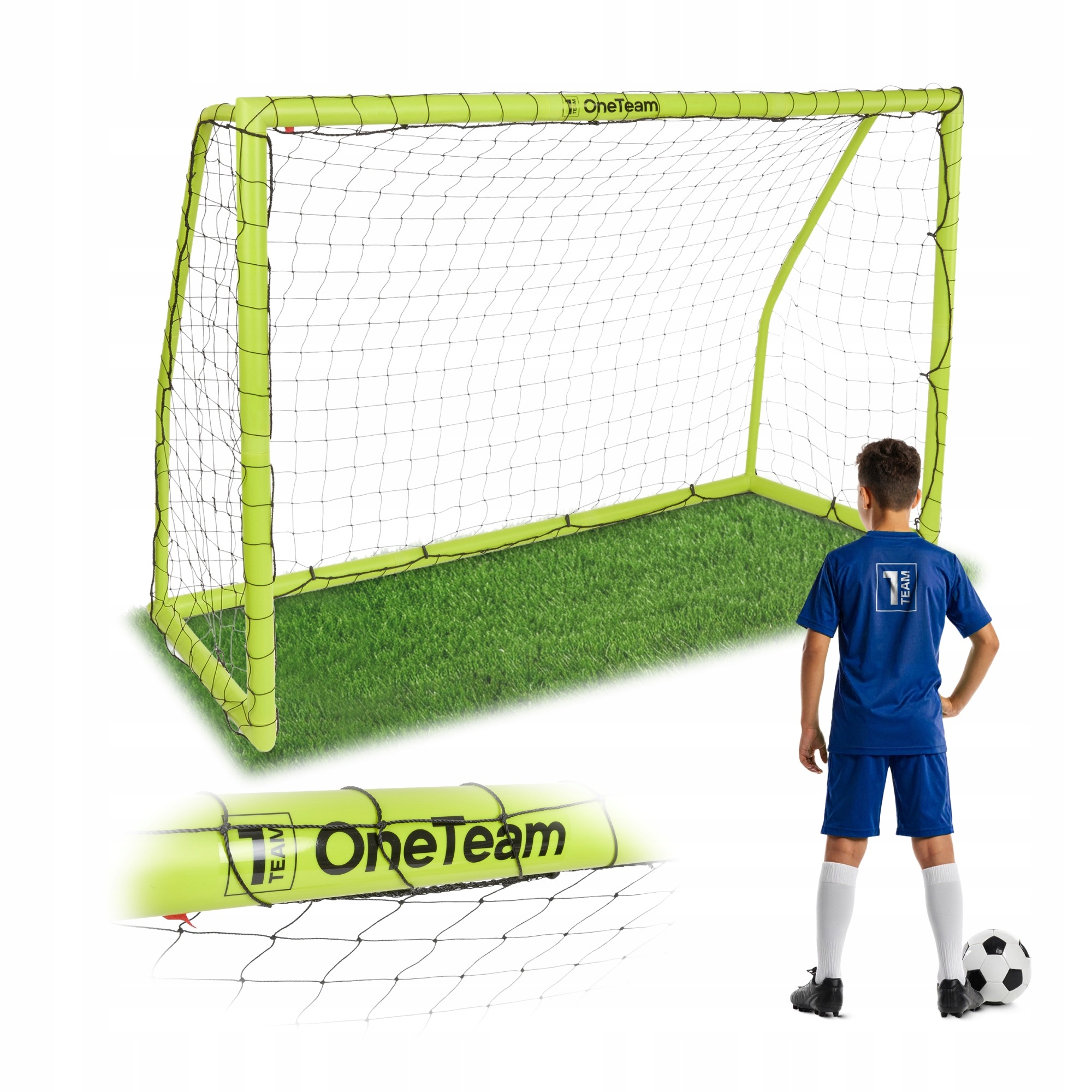 Bramka do piłki nożnej OneTeam Pvc OT-B4W007 244 x 150 cm zielony