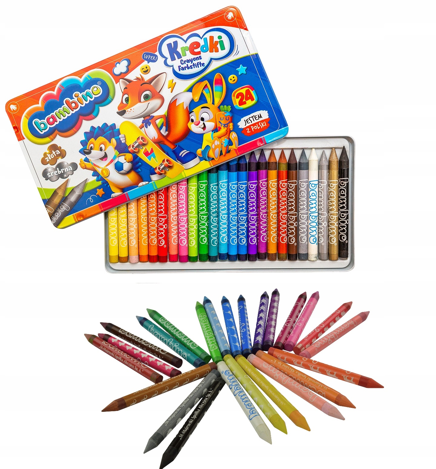 

Bambino Kredki Świecowe 24 Kol W Metalowym Pudełku