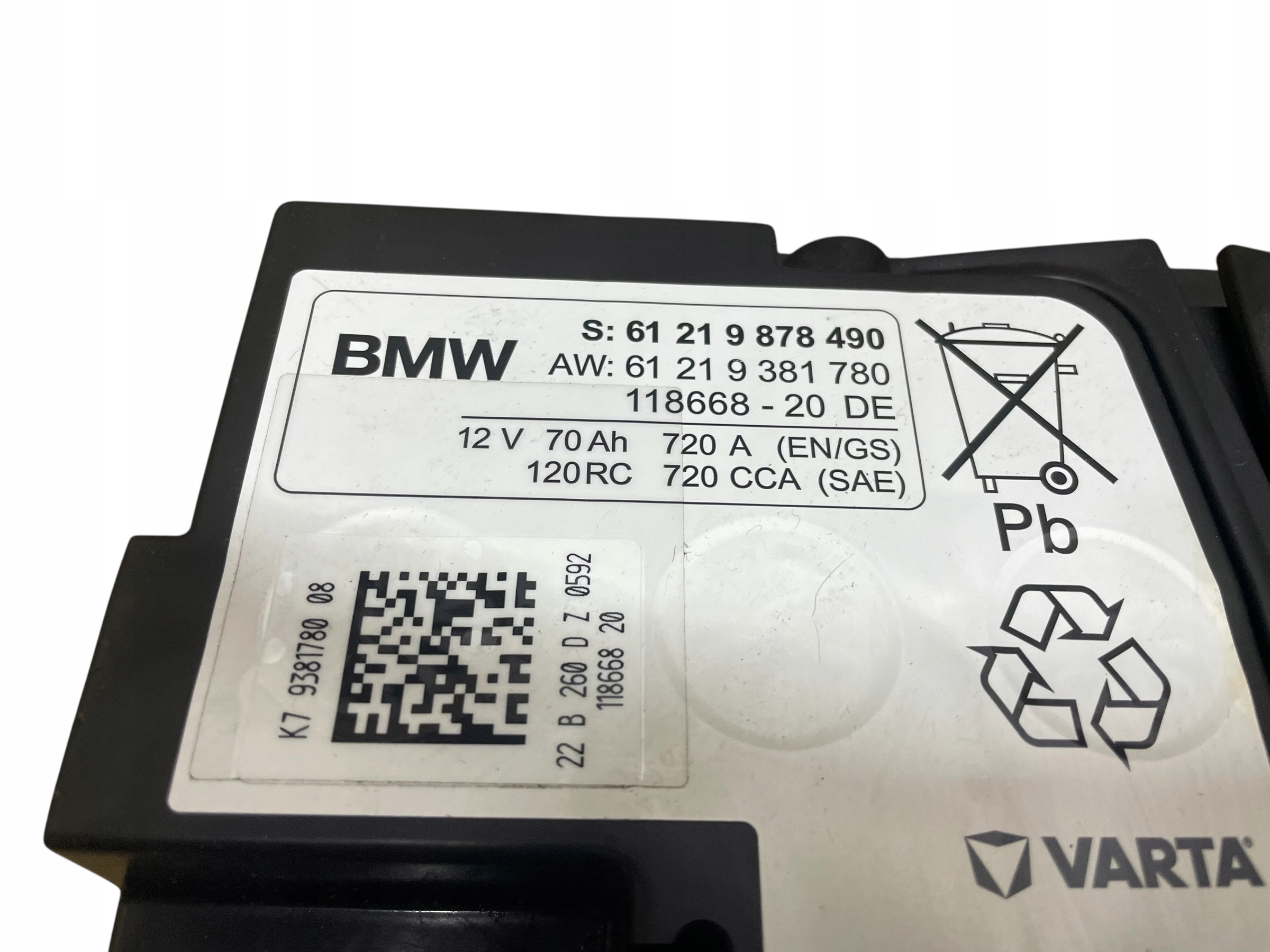 Batteria AGM START-STOP 12V 70AH 720A BMW 2022R Originale