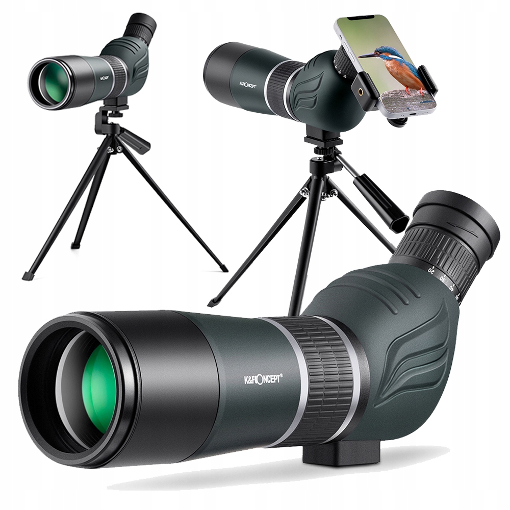 MONOKULAR LUNETA 60mm K&F CONCEPT ZOOM 20-60x UCHWYT DO TELEFONU + STATYW