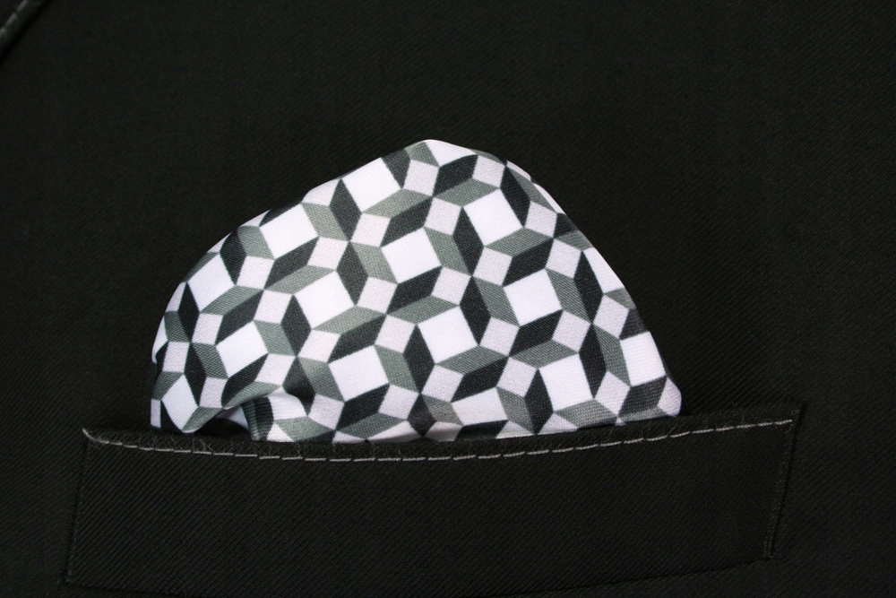 Серый и черный нагрудный платок геометрический узор материал преобладающий полиэстер