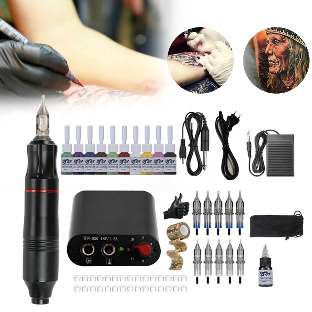 Sada Na Tetování, Kompletní Sada Pro Otáčení Tetování, 10 Jehel