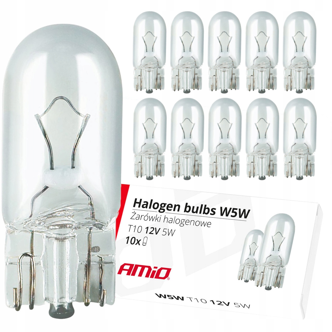

10x Żarówki W5W Żarówka T10 12 Halogeny Halogenowe