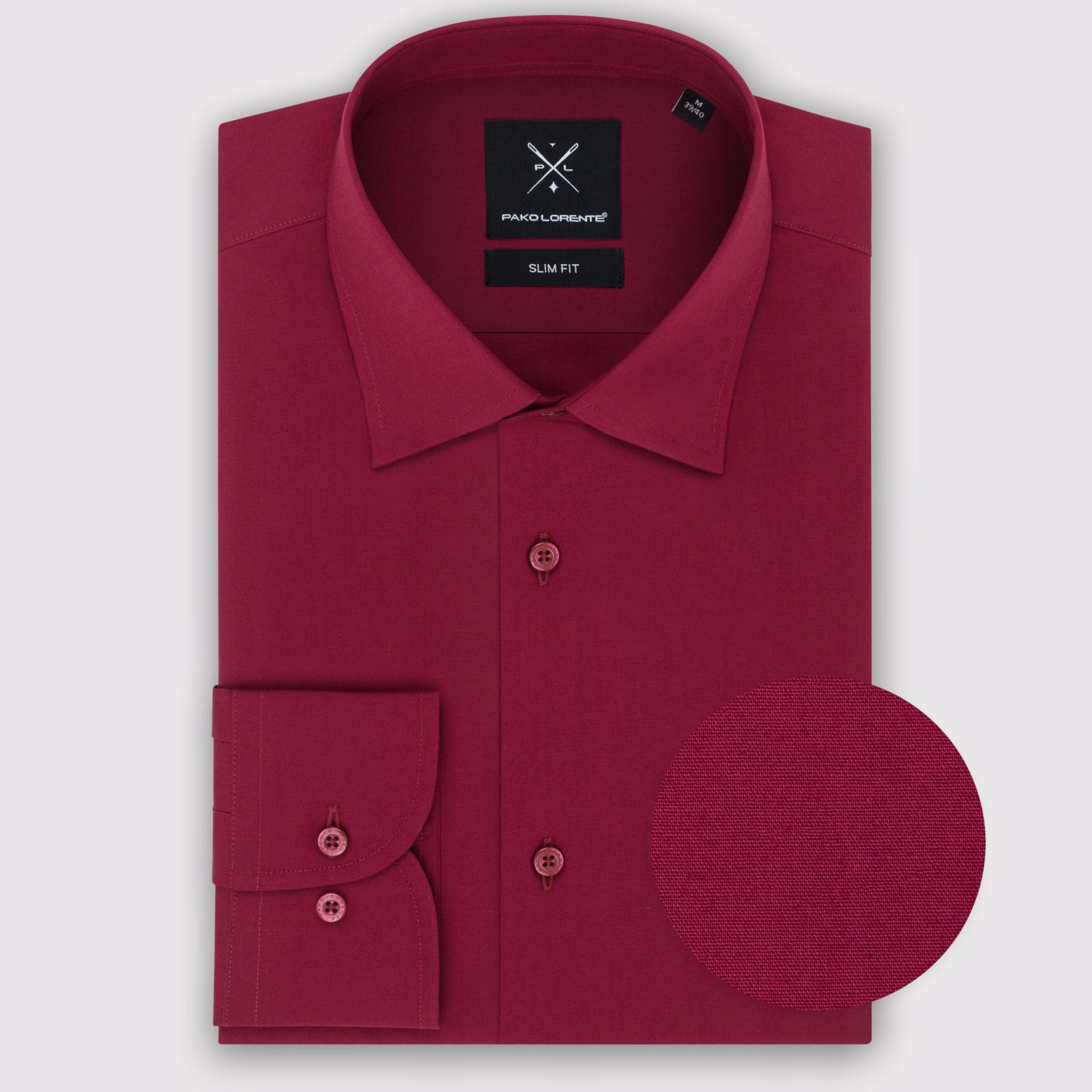 Bordó hladká pánská košile Pako Lorente vel S