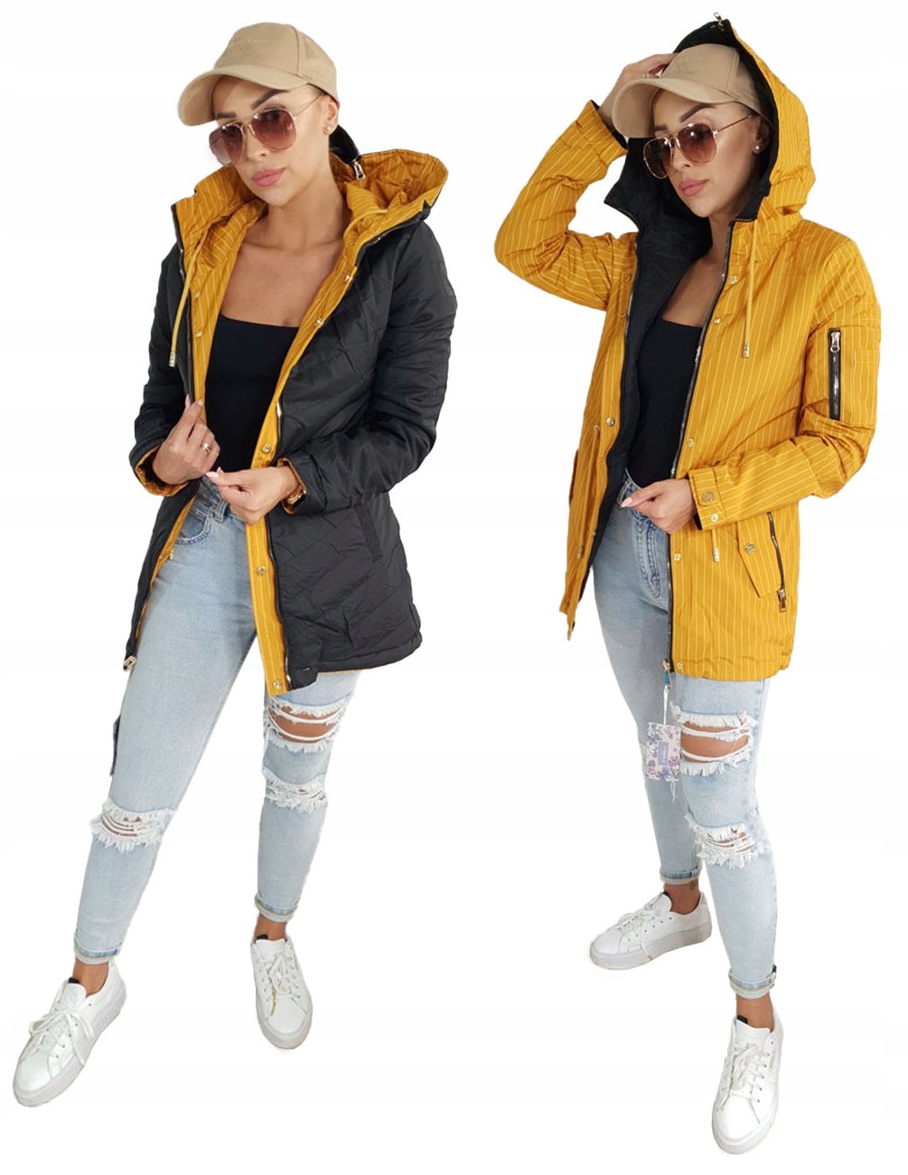 

Kurtka damska przejsciowa parka kaptur W659M r XL