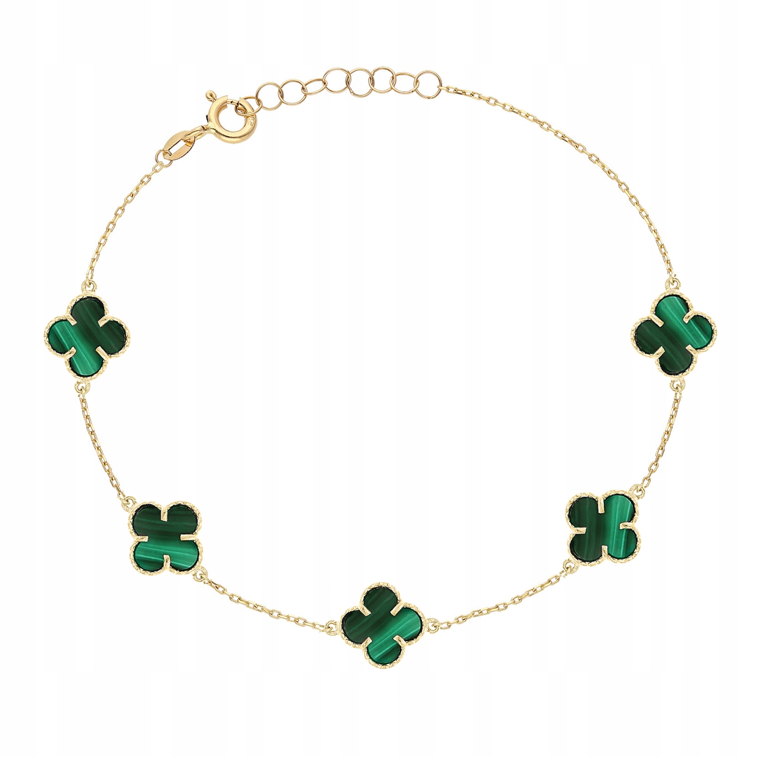 Zlatý náramek s jetelem malachitem PR.585 19 Cm