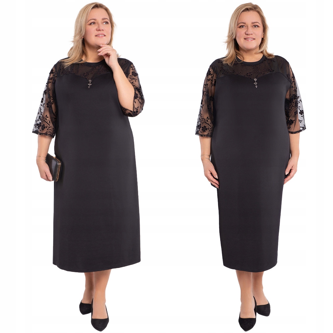 Černá šaty s květinovým vzorem 60/62