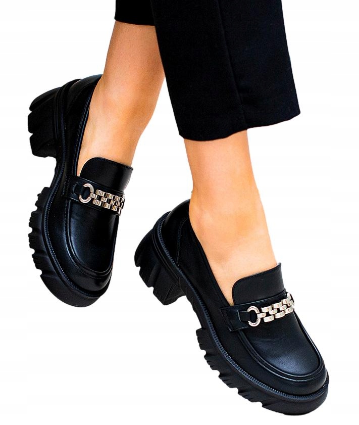 

Czarne Mokasyny Półbuty Damskie Wygodna Podeszwa37