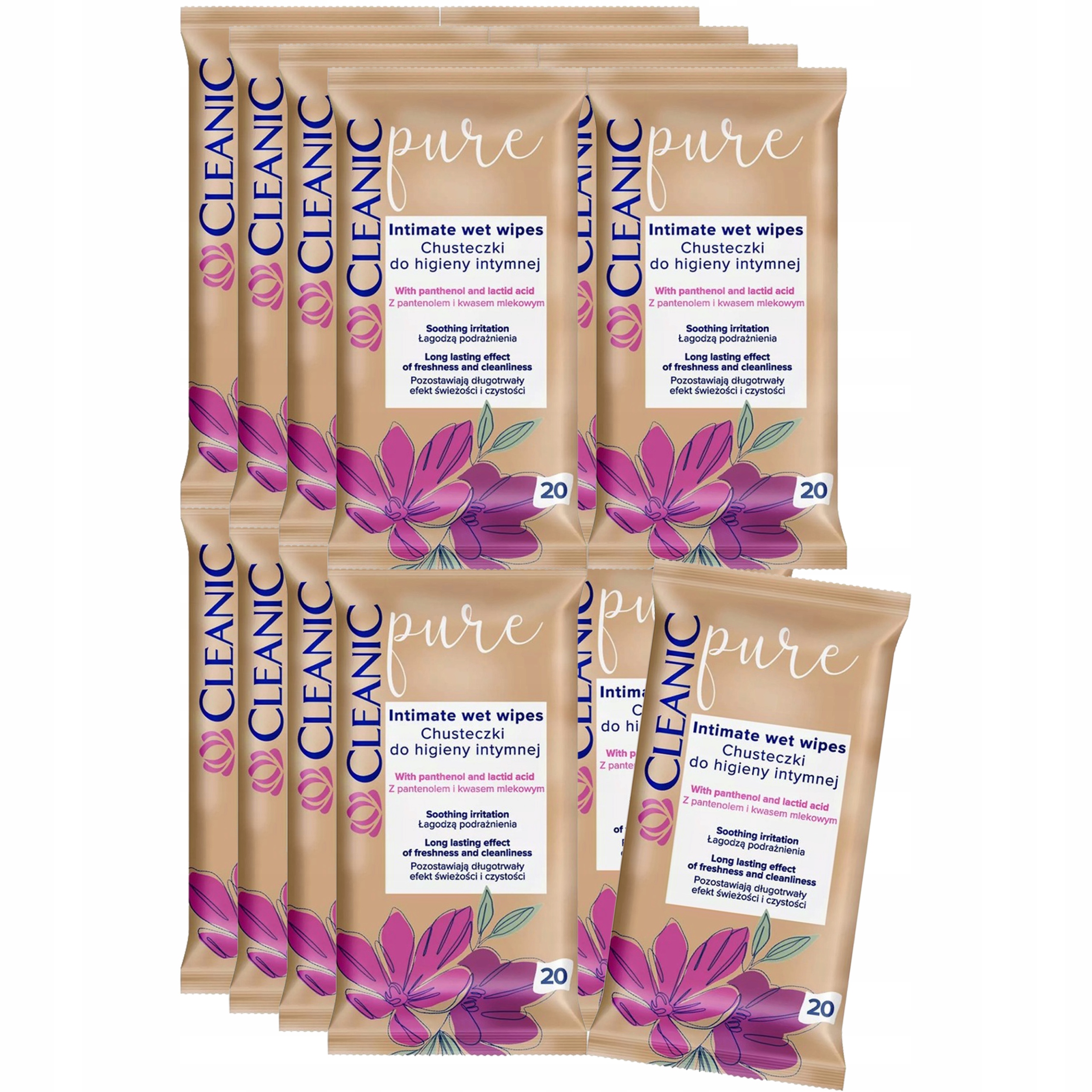 16 x Cleanic Pure Chusteczki do higieny intymnej 20 szt