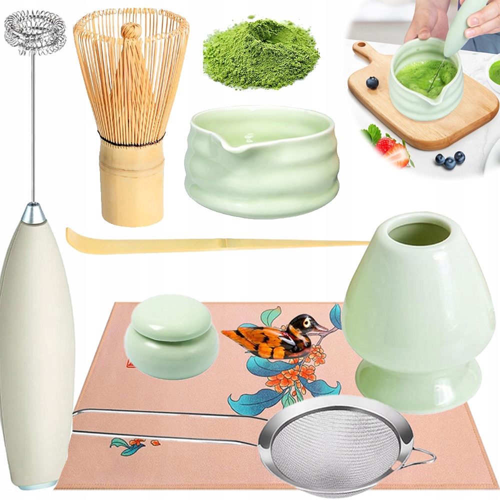 Levně Čaj Matcha Mixér Startovací Sada Bambusový Japonský Stojan 9V1