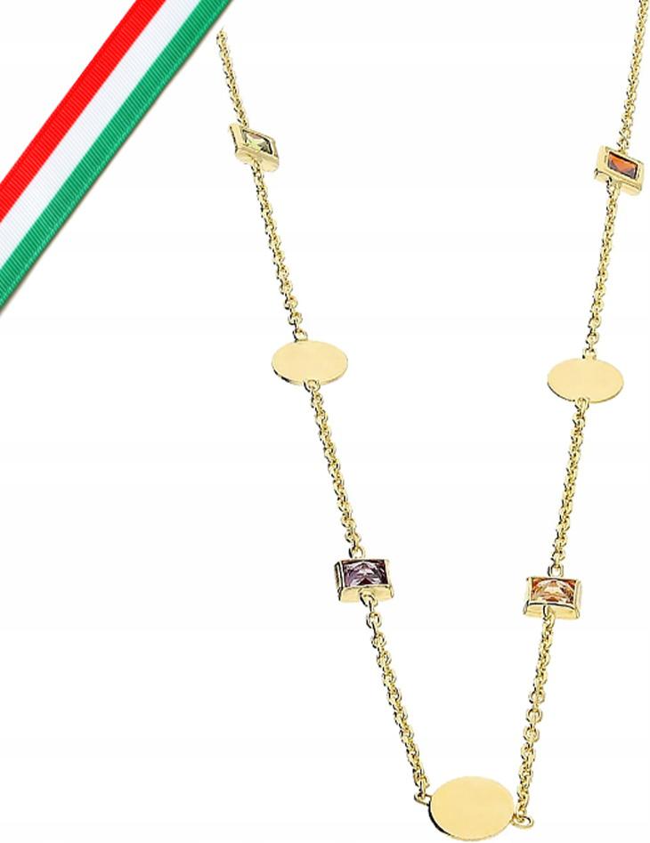 Dámský zlatý náhrdelník 585 s kruhy a čtvercovými zirkony perfektní dárek