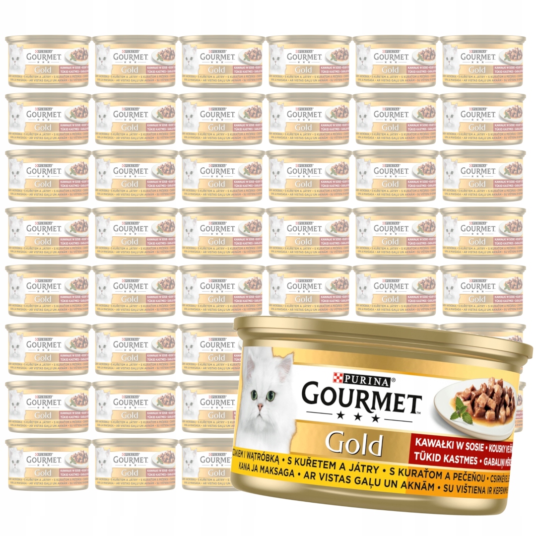 Levně Purina Gourmet Gold 48x85g Mokré Krmivo Pro Kočky Kuře a játra v omáčce