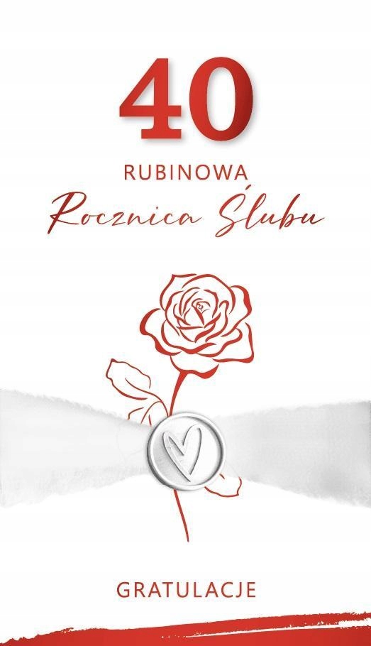 KARNET ROCZNICA ŚLUBU 40 - RUBINOWA