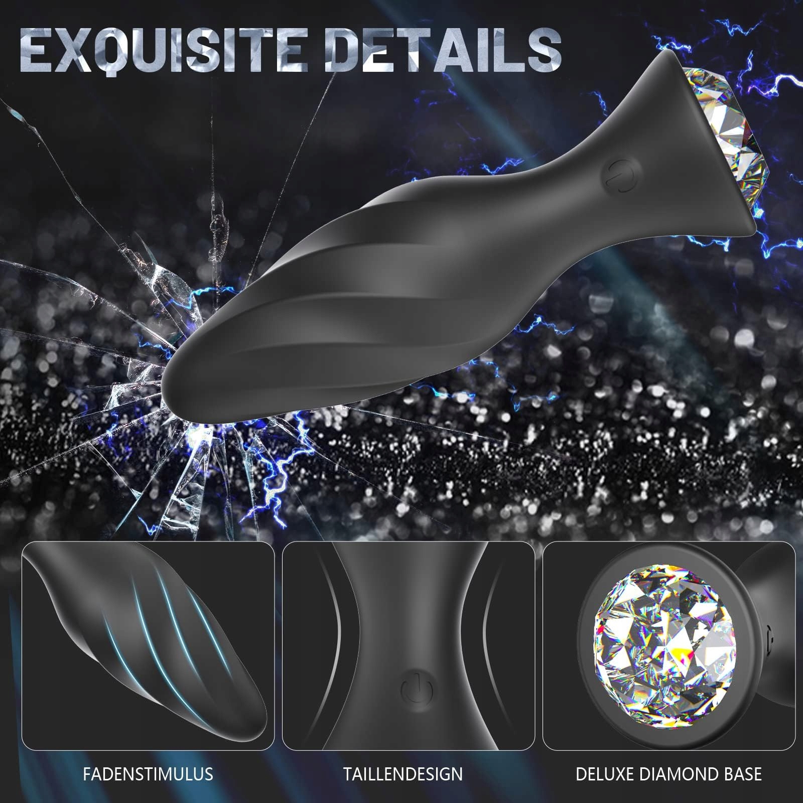 CRYSTAL VIBRATOR Zestaw Wtyczek Analnych z 10 Trybami Wibracji i Pilotem — miniatura 4