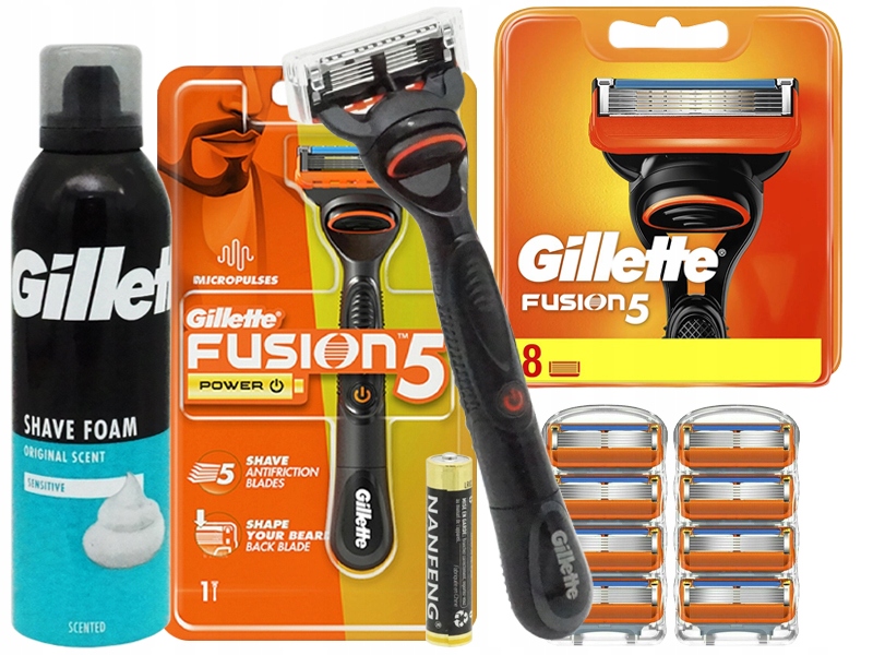 Strojek Gillette Fusion 5 Micropulses 8 Náhradních Břitů Pěna 200 Ml