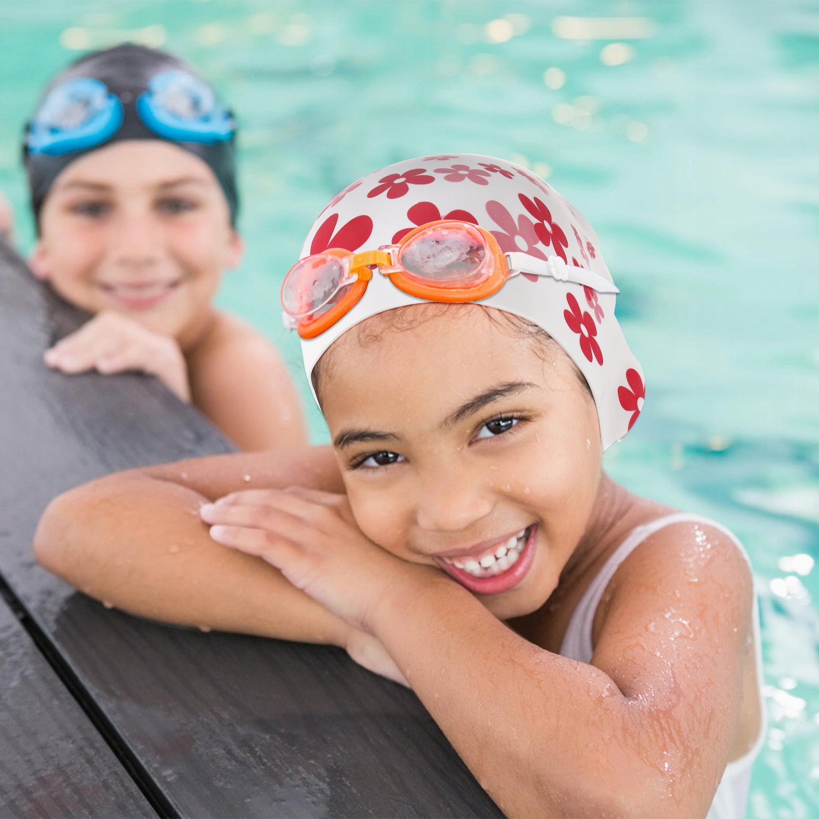 CZAPKA PŁYWAKOWA DZIEWCZYNA DZIECKO NIEMOWLĘ Materiał Silikon