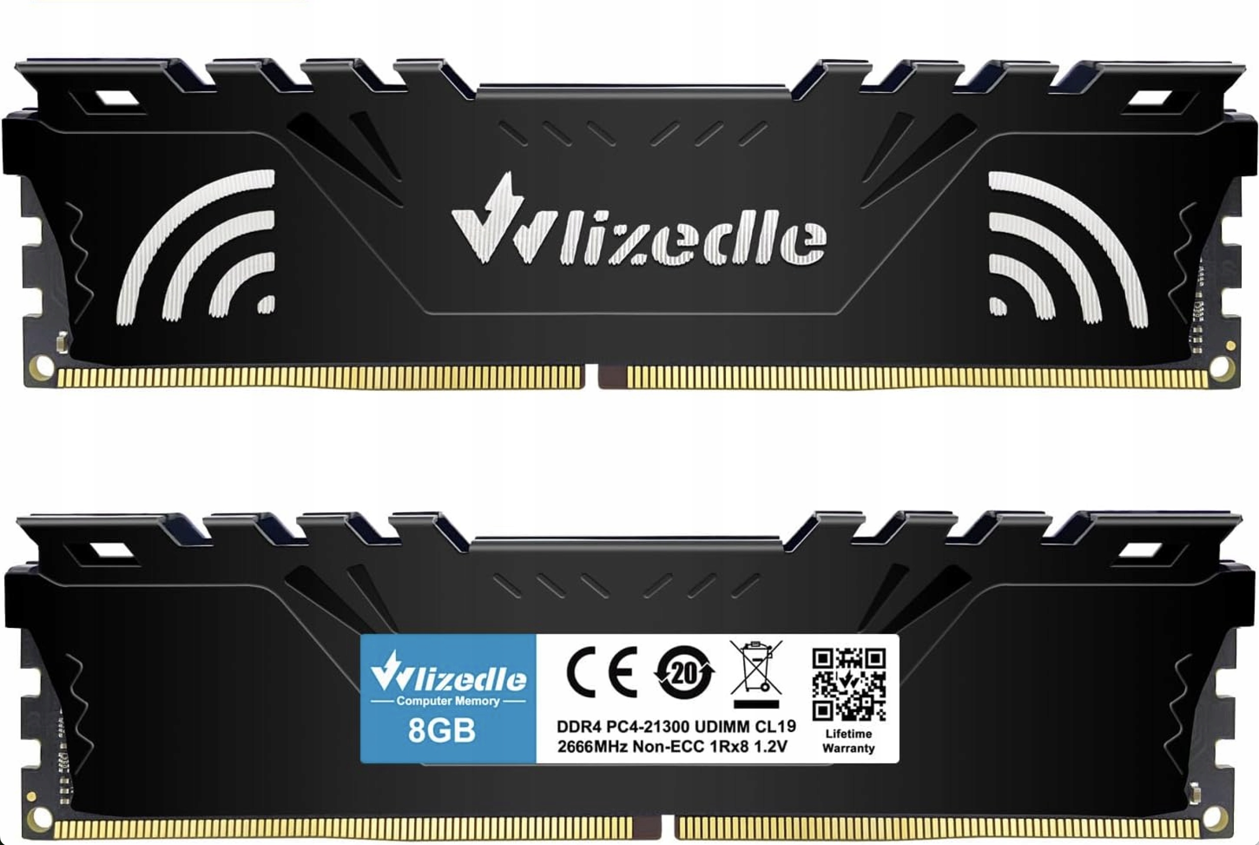 Wlizedle DDR4 16 Gb (2×8 Gb) 2666 MHz CL19 Ram PC4-21300 Udimm Non-ECC