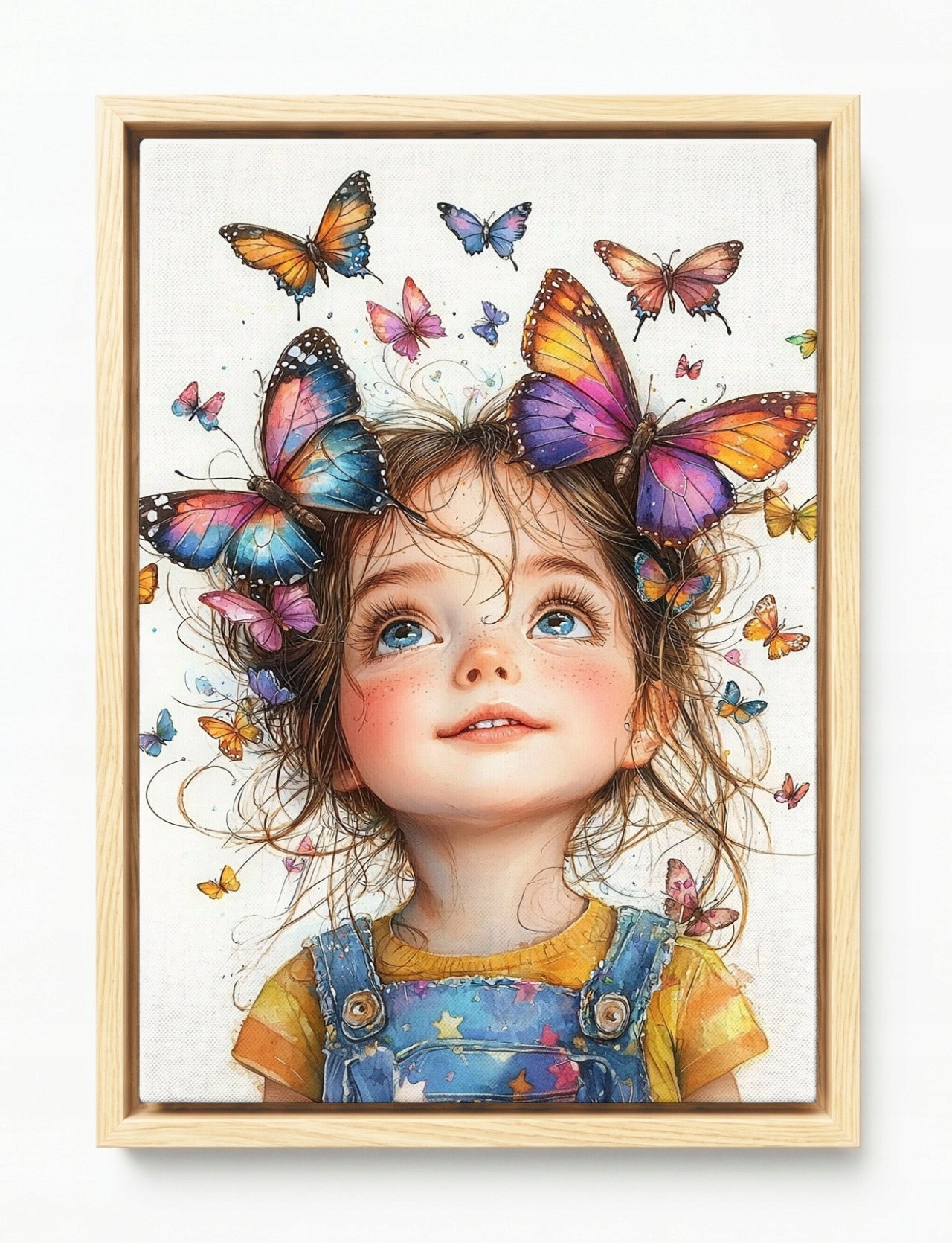 Obraz Rám Americká Krabička Dítě Dívka Motýli Představivost Radost 40x60