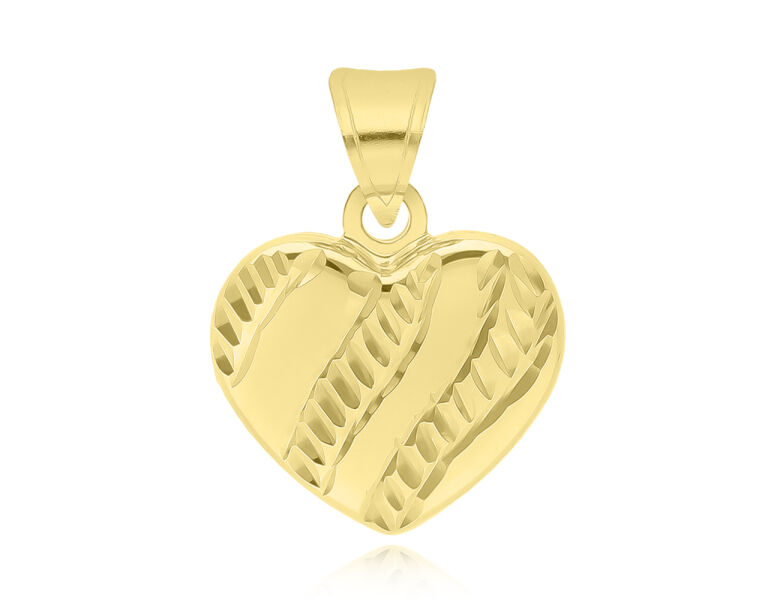 Zlatý přívěsek Dámské lesklé srdce Gravírování přívěsek pr. 585