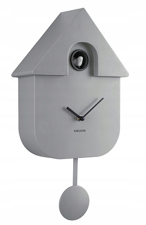 Šedý Klasický Moderní Hodinový Stroj S Kukačkou A Kyvadlem Karlsson KA5768GY