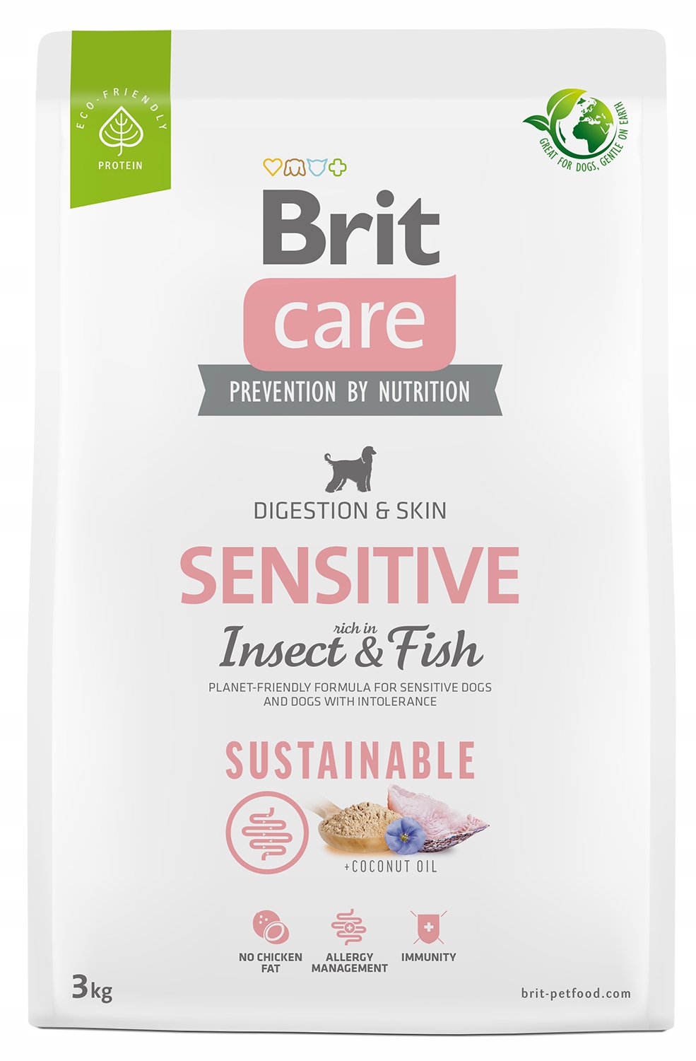 Levně Brit Care Sensitive Krmivo pro psy 3 kg Udržitelné Bílkovina hmyzu Ryba